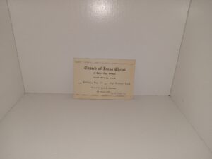 Church of Jesus Christ of Latter-day Saints Conference Card (Dated for Monday, May 31)