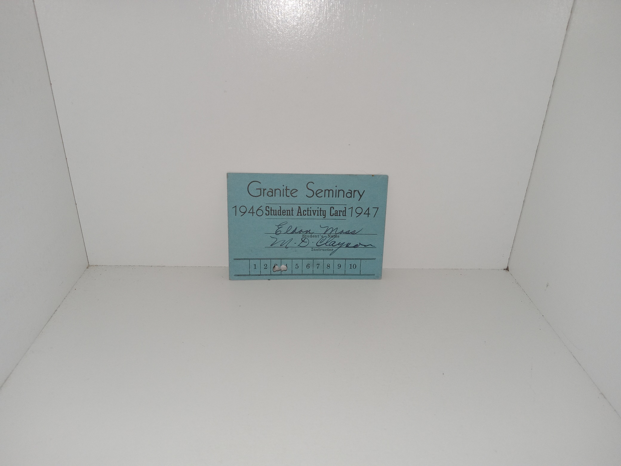 Granite Seminary Student Activity Card: 1946-1947 (1946)