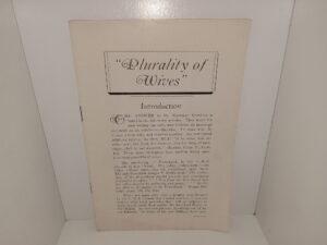 “Plurality of Wives” (Unknown Publishing Date) ~ Unknown Author