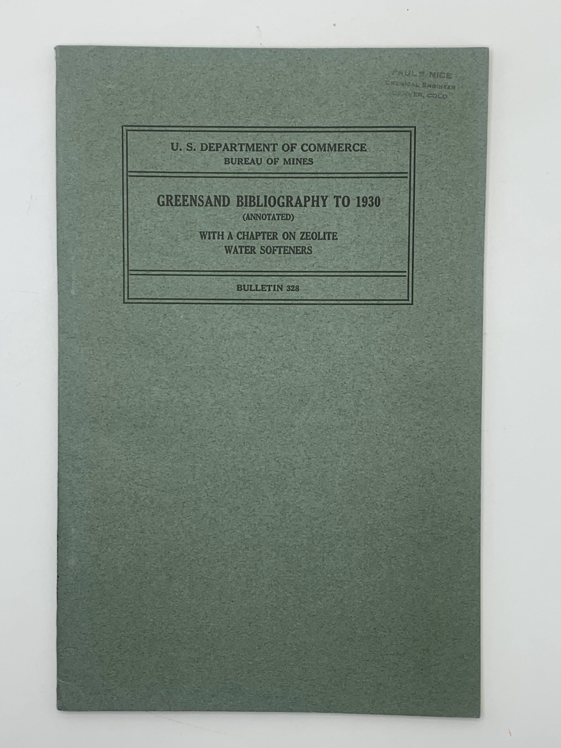 Greensand bibliography to 1930 with a chapter on Zeolite water softeners (1930)