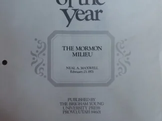 Speeches of the Year: The Mormon Milieu (1971) by Neal A. Maxwell