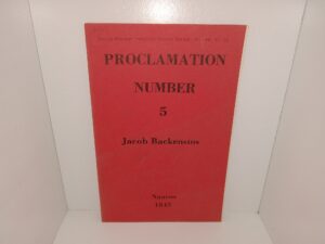 Proclamation Number 5, Nauvoo, 1845 (Reprint) (Unknown Printing Date) ~ by Jacob Backenstos