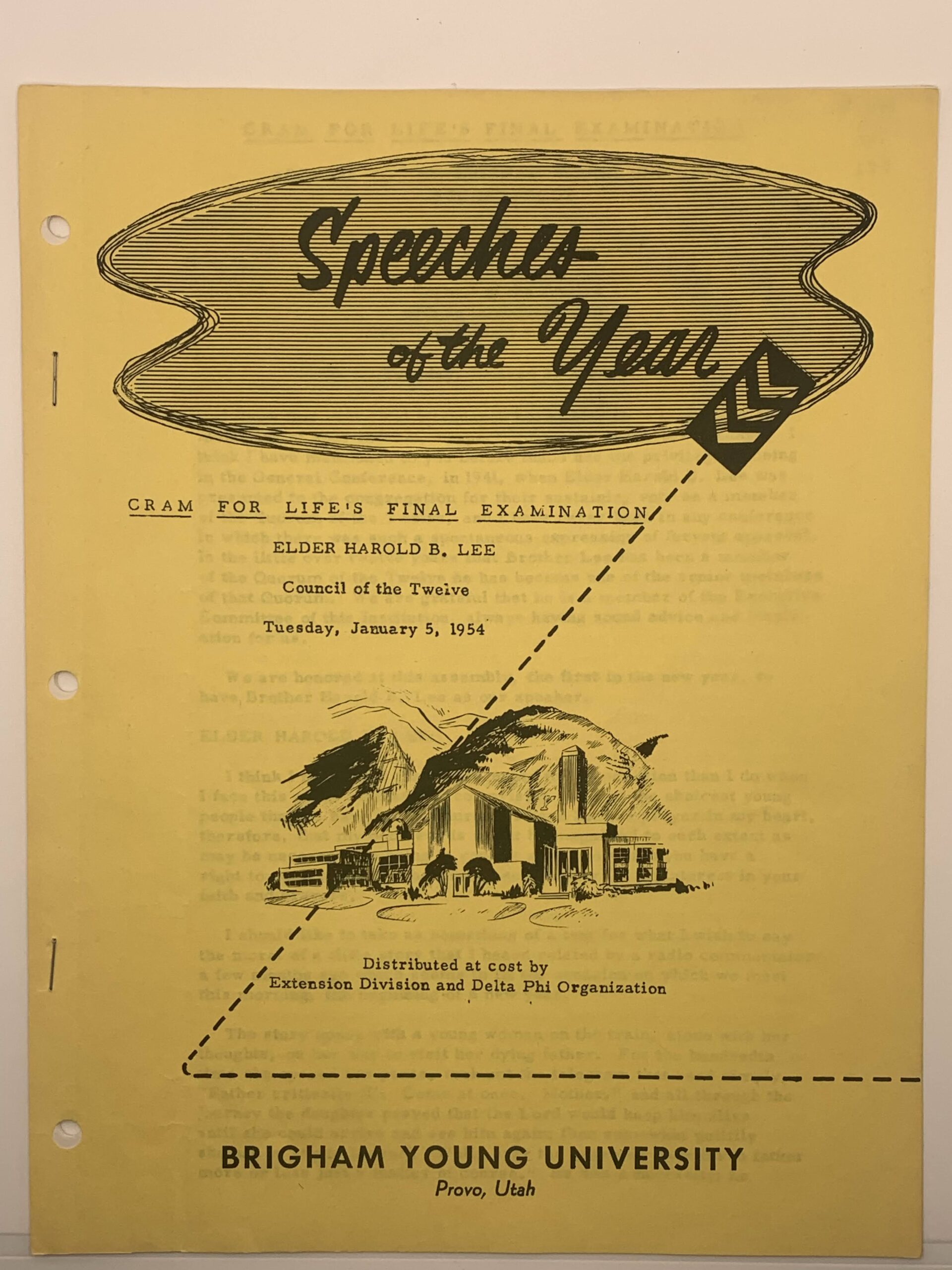 Speeches Of The Year: Cram For Life's Final Examination (1954) By Elder ...