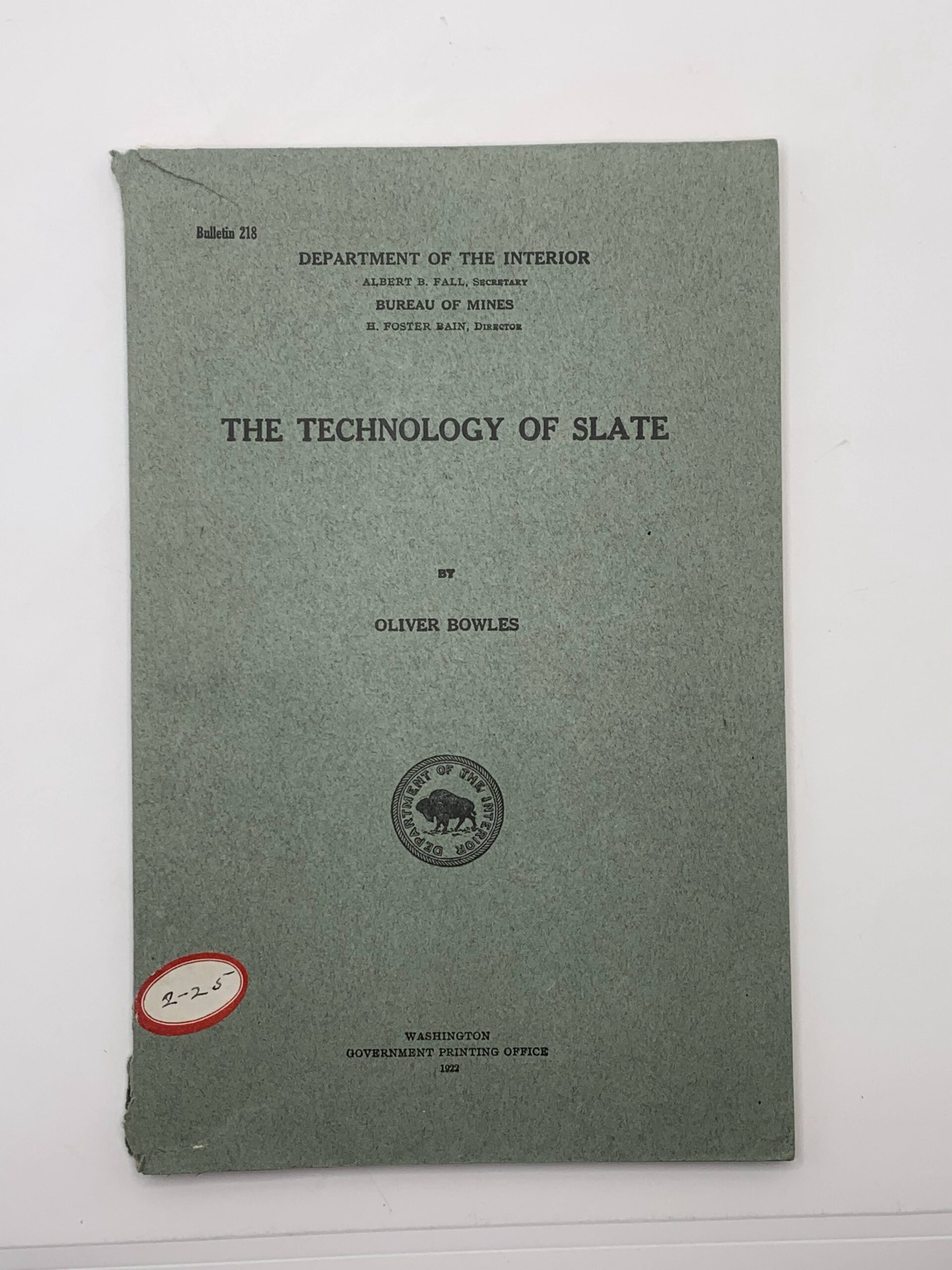 Department of the Interior: Bulletin 218: The Technology of Slate (1922) by Oliver Bowles