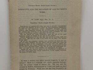 Longevity, and the Relation of Age to Useful Work (1911) by Clark Bell