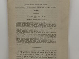 Longevity, and the Relation of Age to Useful Work (1911) by Clark Bell