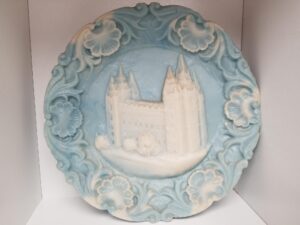 Salt Lake Temple Plate — Unique Design — August 6, 1985 — “Mormon Handicraft Handmade Gifts, Salt Lake City”