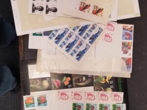 Old Stamp Album / Many Stamps Inside + Envelope of Used Stamps + Unused Stamps Worth Over $15 in Face Value