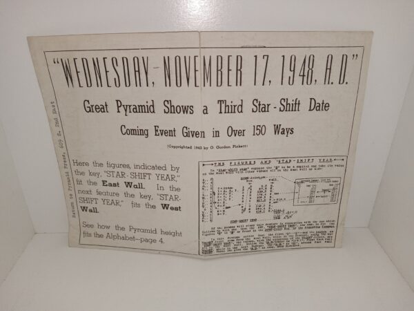 “Wednesday, November 17, 1948, A.D.”: Great Pyramid Shows a Third Star – Shift Date Coming Event Given in Over 150 Ways (1943) ~ by O. Gordon Pickett