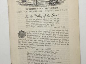 In the Valley Of The Saints – December 1962 – Daughters of Utah Pioneers