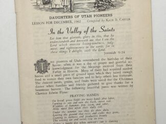 In the Valley Of The Saints – December 1962 – Daughters of Utah Pioneers