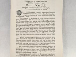 Daughters of Utah Pioneers:: Lessons for May, 1979, Pioneer and Old Dolls (1979, Paperback - Bound by Two Staples)