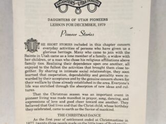 Daughters of Utah Pioneers:: Lessons for December, 1979, Pioneer Stories (1979, Paperback - Two Staples Bound)