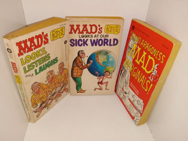 3 MAD Books: MAD’s Looks, Listens and Laughs / MAD’s Looks at Our Sick World / Sergio Aragones’s MAD Marginals (See Details)