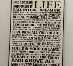 Wall Art ~ “Find a Passion and Pursue it. Life…”