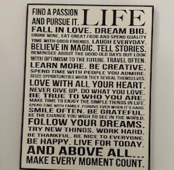 Wall Art ~ "Find a Passion and Pursue it. Life..."