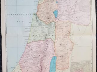 1899 — Reference Map of Palestine— in Color — Measures 16″ x 22″ — [Judea, Edom or Idumea, Ammon, Gilead, Decapolis, Galilee, Samaria, Philistia, Dead Sea, Sea of Galilee]