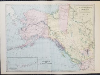 1899 — Map of Alaska and Klondike Region / Map of the Klondike Region on the Upper Yukon — in Color — Measures 16″ x 22″