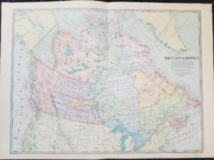 1899 — Map of British America [ Canada ] — in Color — Measures 16″ x 22″