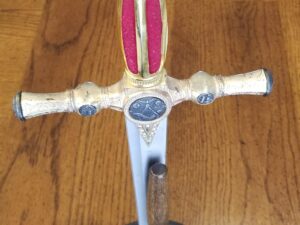 Freemasonry Dagger & Trowel in Wood Stand