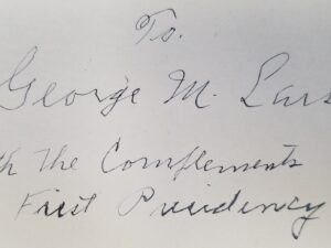 1937 — Brigham Young – the Man and His Work — Gift Presentation by the First Presidency