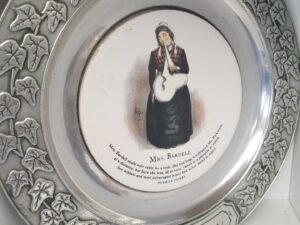 2 Collector Pewter Plates:  — Charles Dickens — Mrs. Bardell / Pickwick Papers and Sairey Gamp / Martin Chuzzlewit