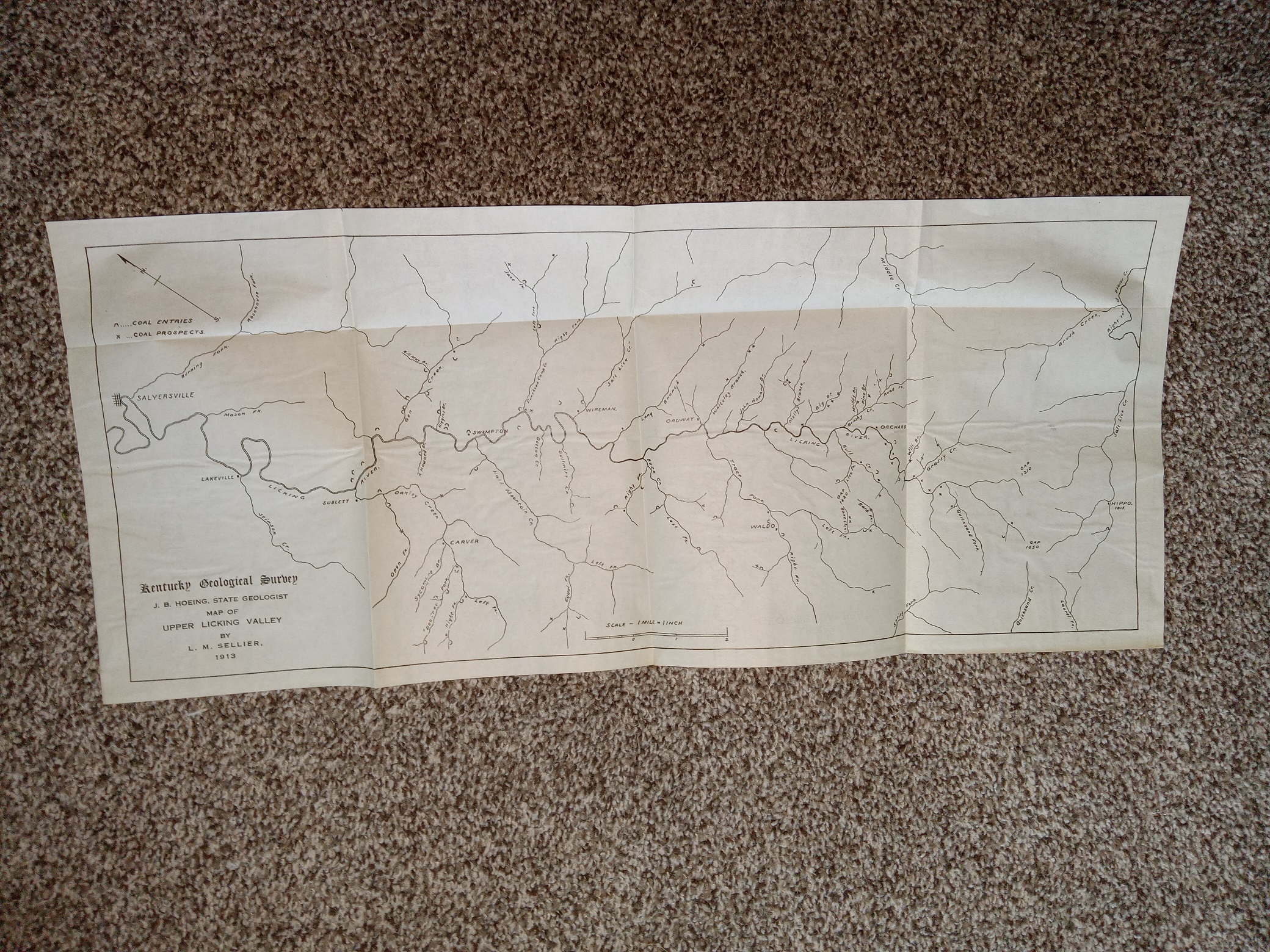 Kentucky Geological Survey: J. B. Hoeing, State Geologist Map of Upper Licking Valley (1913) ~ by L. M. Sellier