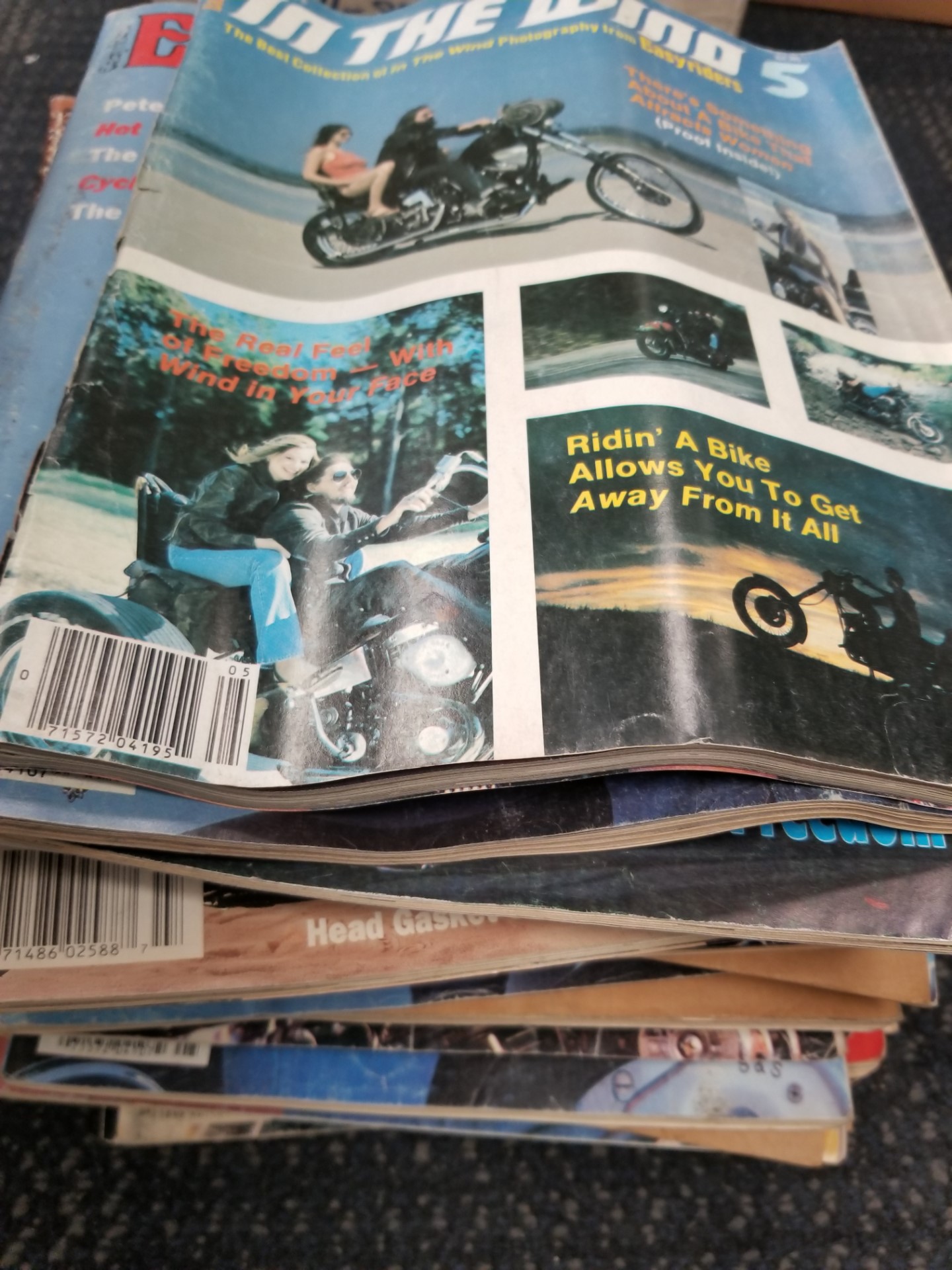Lot with 37 Motorcycle Magazines — Easyriders, Biker, Supercycle, Etc. — Box of 37 Misc. Magazines