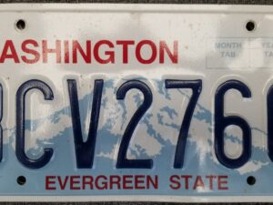 2 License Plates (Stuck Together / Back to Back) — Washington and Montana