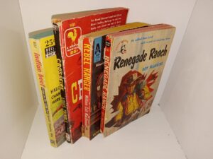 4 Western Paperback Novels: Indian Beef: Action on the Cattle Trail / Crossfire / Rebel Ranger / Renegade Ranch (See Details)