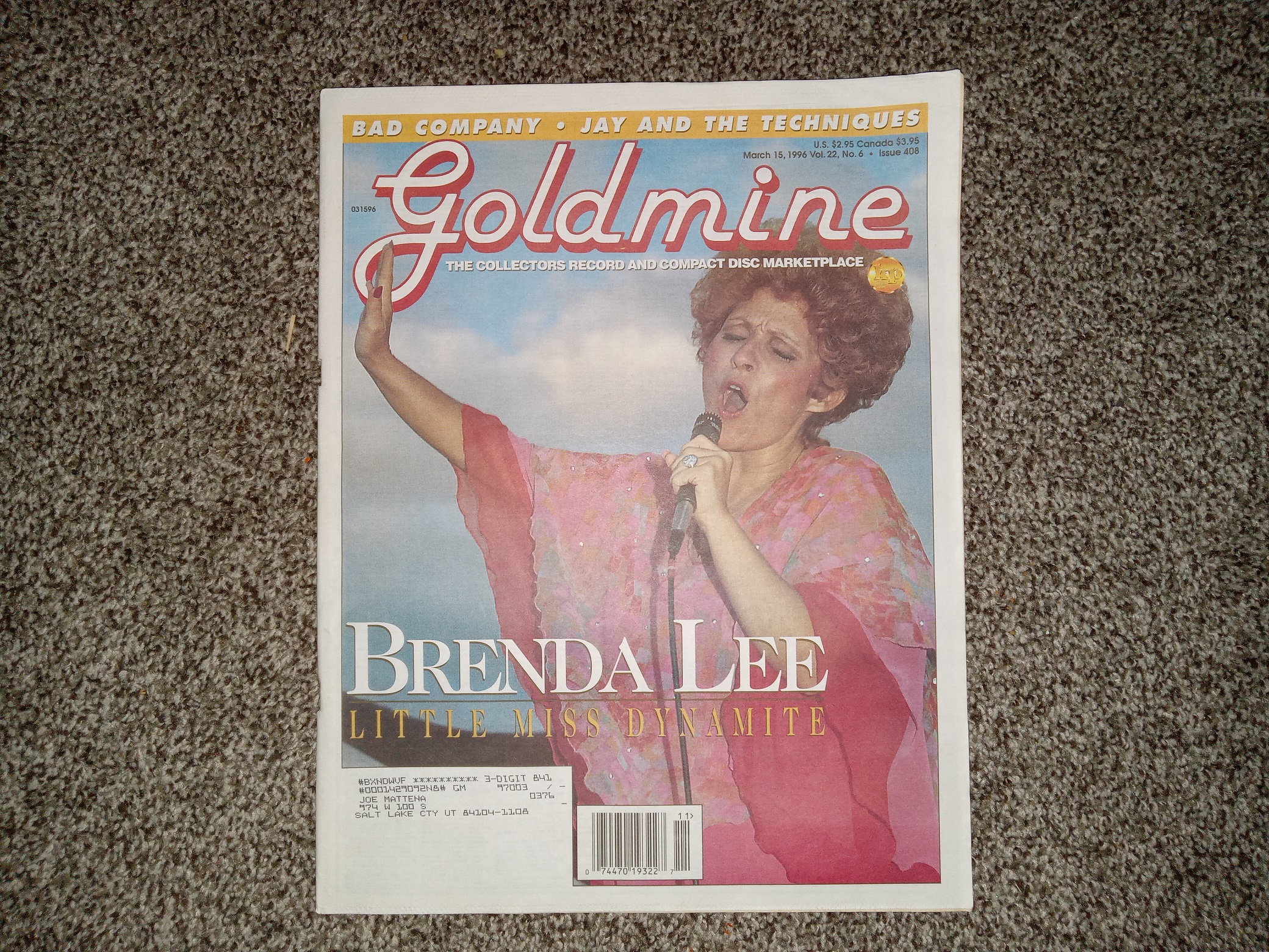 Goldmine: The Collectors Record and Compact Disc Marketplace: Vol. 22, No. 6, Issue 408, March 15, 1996 (Newspaper) (1996)