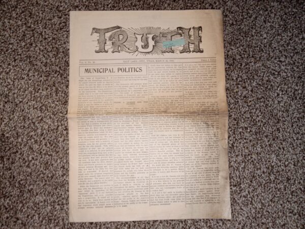 Truth: Vol. 4, No. 28, Salt Lake City, Utah, March 25, 1905 (Newspaper) (1905)