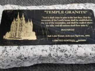 9-Pound Piece of Granite --- "Temple Granite" / Limited Edition / Salt Lake Temple dedicated April 6th, 1893