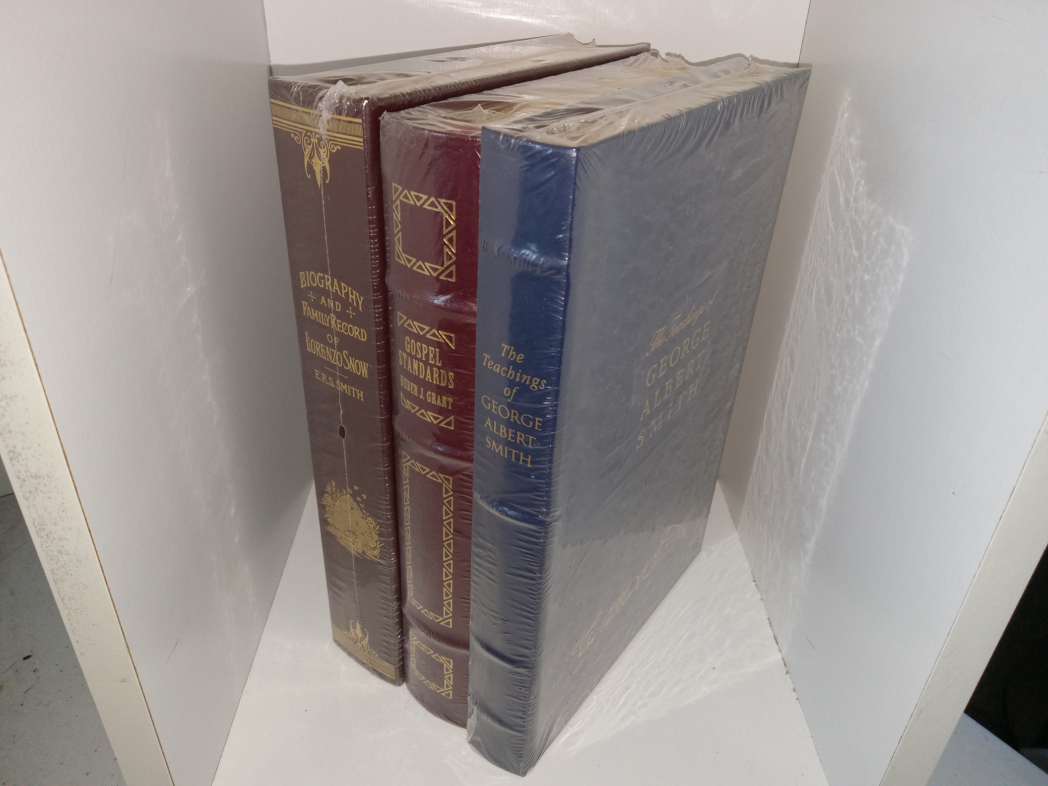 3 LDS Church Employee Gift Editions in Leather: Biography and Family Record of Lorenzo Snow / Gospel Standards / The Teachings of George Albert Smith (See Details)