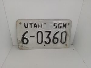Utah License Plate: SGN: 6-0360