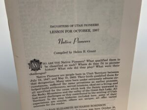 Daughters of Utah Pioneers Lesson for October, 1987: Native Pioneers (1987)