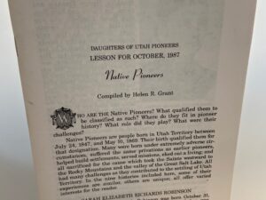 Daughters of Utah Pioneers Lesson for October, 1987: Native Pioneers (1987)