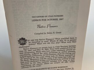 Daughters of Utah Pioneers Lesson for October, 1987: Native Pioneers (1987)