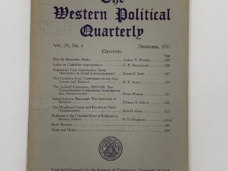 The Western Political Quarterly Vol. IV No. 4 December, 1951