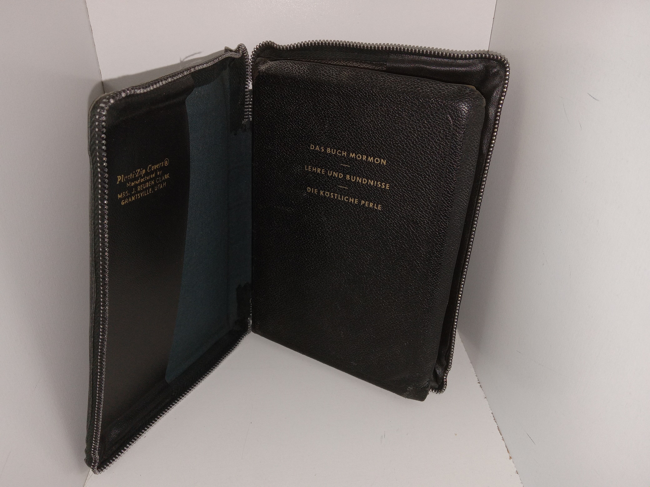 LDS, German, Black Leather Triple Combination w/ a Zipper Case (1955)