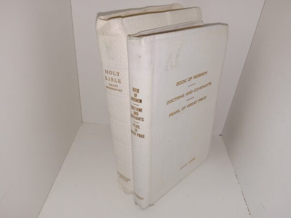LDS, White Leather, Triple Combination and Holy Bible: Ready Reference, Missionary Edition (1975)