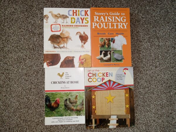 4 Book on Raising Chickens: Chick Days: Raising Chickens from Hatchlings to Laying Hens / Storey's Guide to Raising Poultry: Breeds • Care • Health / The Gold Cockerel Series: Chickens at Home / Art of the Chicken Coop: A Fun and Essential Guide to Housing Your Peeps (See Details)
