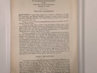 United Order and Church Welfare – From an Address Delivered by President Clark – Private Ownership(1942)