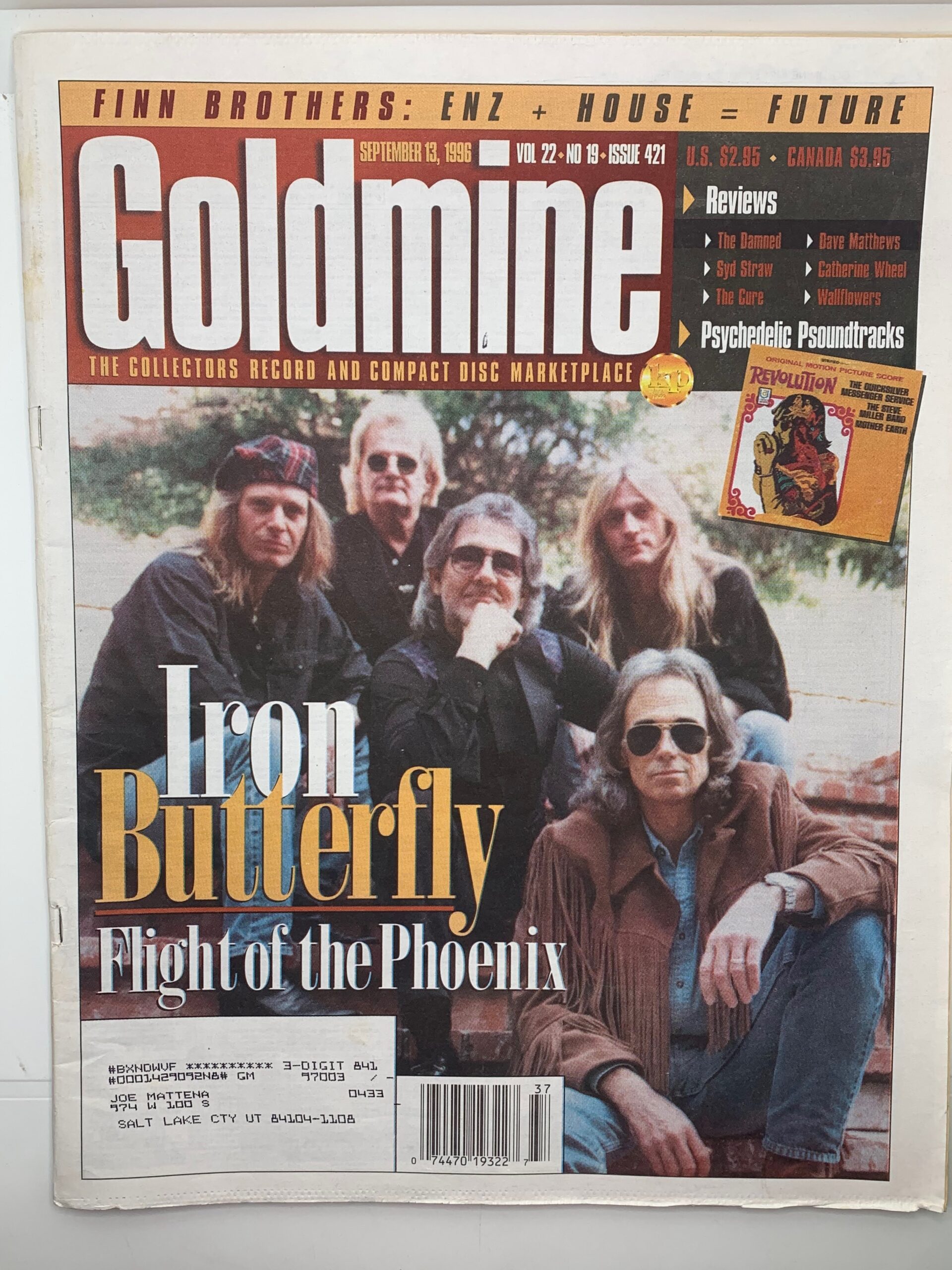 1996-Goldmine: Iron Butterfly, Flight of the Phoenix –September 13, 1996 Vol. 22 No. 19 Issue 421
