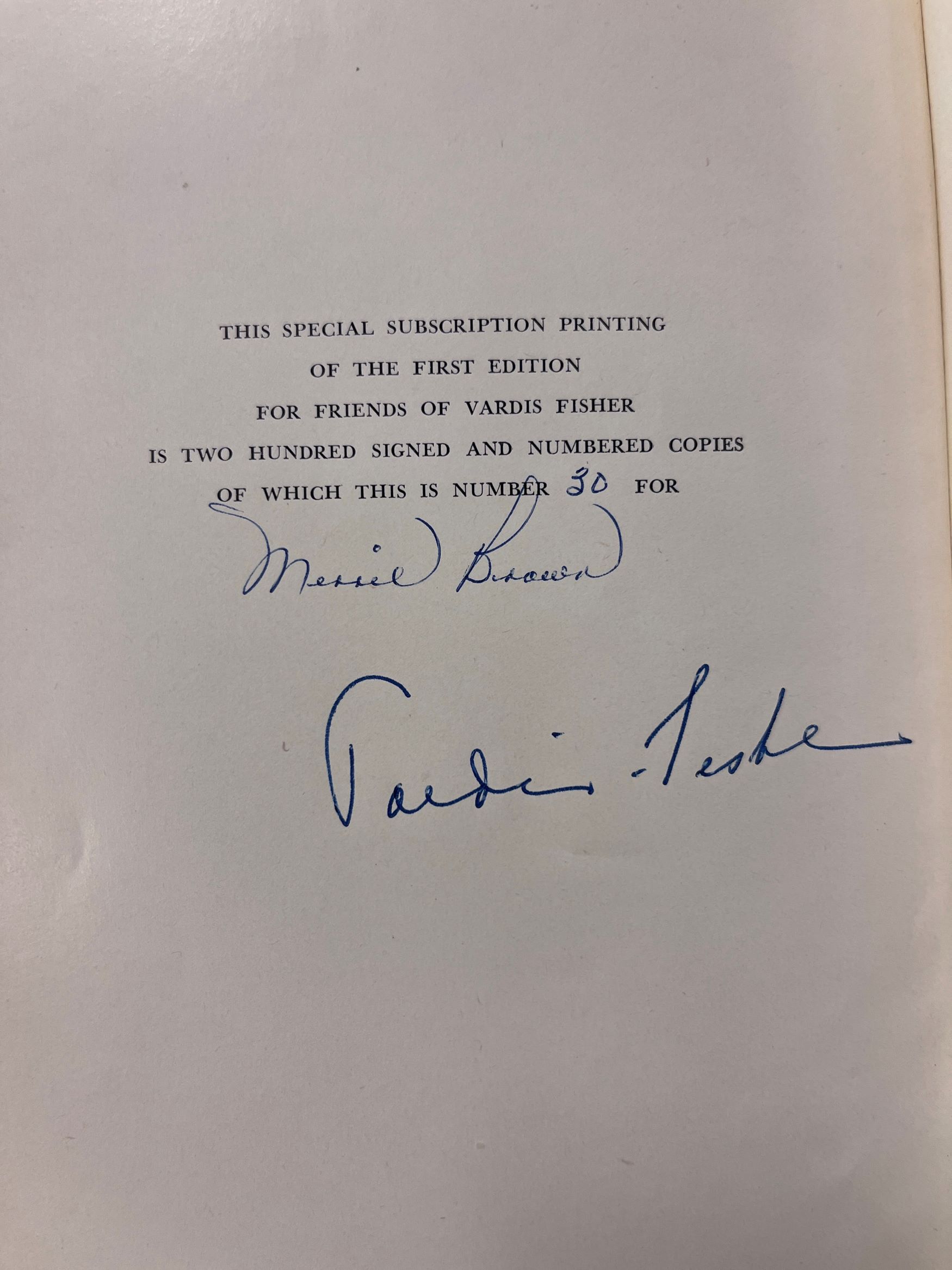 1957 – Peace Like a River: A Novel Of Christian Asceticism – Vardis Fisher (Signed First Edition) – Hardcover