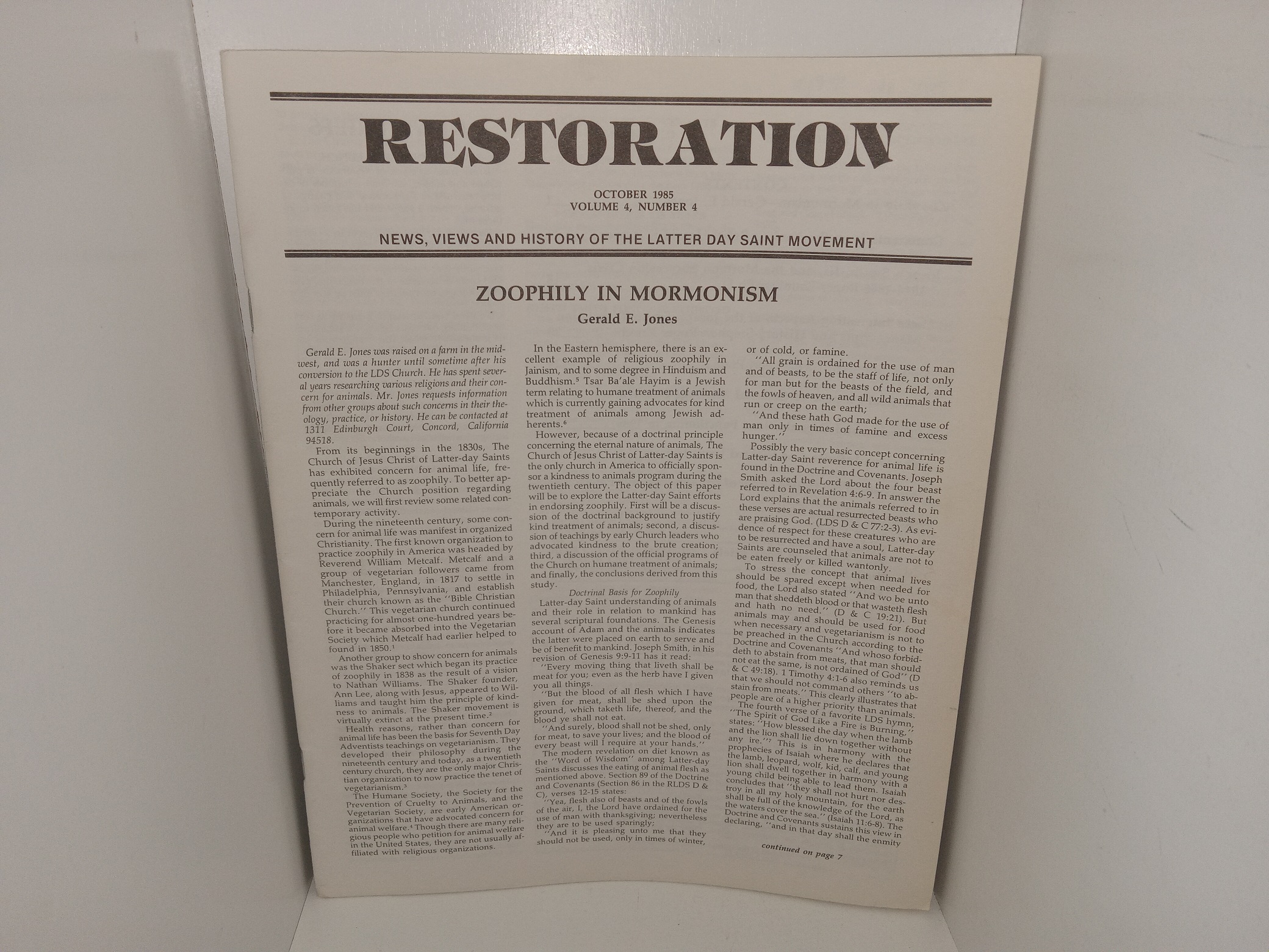 Restoration: Vol. 4, No. 4, October 1985 (1985)