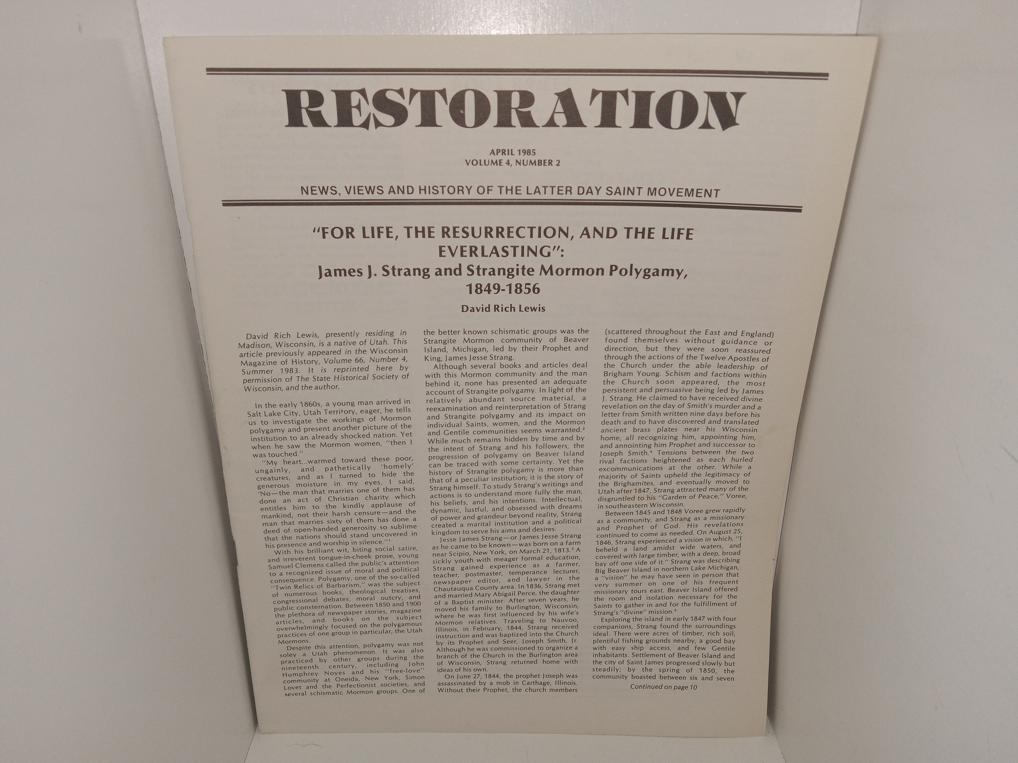 Restoration: Vol. 4, No. 2, April 1985 (1985)