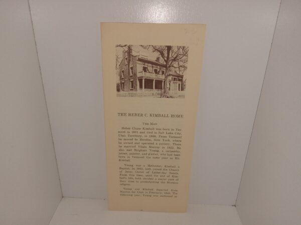 The Heber C. Kimball Home (Pamphlet) (Unknown Publishing Date) ~ Unknown Author