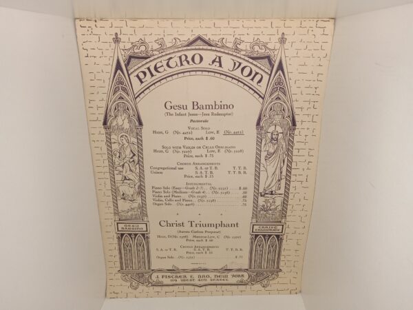 Pietro a Yon: Gesu Bambino (The Infant Jesus—Jesu Redemptor), Pastorale/Christ Triumphant (Aurora Coelum Purpurat) (Unbound) (1917) ~ Unknown Author