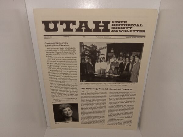 Utah State Historical Society Newsletter: Vol. 39, No. 3, 1989 (Unbound) (1989)